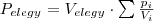 P_{elegy} = V_{elegy} \cdot \sum \frac {p_i}{V_i} P_{elegy} = V_{elegy} \cdot \sum \frac {p_i}{V_i}
