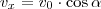 v_x=v_0 \cdot \cos \alpha