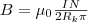 B=\mu_0\frac{IN}{2R_k\pi}