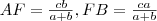 AF=\frac{cb}{a+b}, FB=\frac{ca}{a+b}