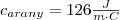 c_{arany}=126 \frac{J}{m \cdot C}