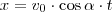 x=v_0 \cdot \cos \alpha \cdot t