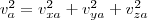 v_a^2=v_{xa}^2+v_{ya}^2+v_{za}^2 v_a^2=v_{xa}^2+v_{ya}^2+v_{za}^2
