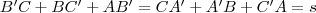 B'C+BC'+AB'=CA'+A'B+C'A=s
