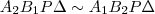 A_2B_1P\Delta \sim A_1B_2P\Delta