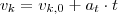 v_k=v_{k,0}+a_t \cdot t