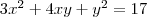 3x^2+4xy+y^2=17