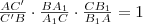 \frac{AC'}{C'B}\cdot\frac{BA_1}{A_1C}\cdot\frac{CB_1}{B_1A}=1 