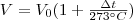 V=V_0(1+\frac{\Delta t}{273^\circ C})