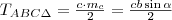 T_{ABC\Delta}=\frac{c\cdot m_c}{2}=\frac{cb\sin\alpha}{2}