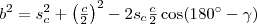 b^2=s_c^2+\left(\frac{c}{2}\right)^2-2s_c\frac{c}{2}\cos (180^{\circ}-\gamma )