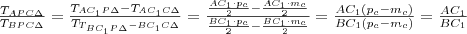 \frac{T_{APC\Delta}}{T_{BPC\Delta}}=\frac{T_{AC_1P\Delta}-T_{AC_1C\Delta}}{T_{T_{BC_1P\Delta}-BC_1C\Delta}}=\frac{\frac{AC_1\cdot p_c}{2}-\frac{AC_1\cdot m_c}{2}}{\frac{BC_1\cdot p_c}{2}-\frac{BC_1\cdot m_c}{2}}=\frac{AC_1(p_c-m_c)}{BC_1(p_c-m_c)}=\frac{AC_1}{BC_1}